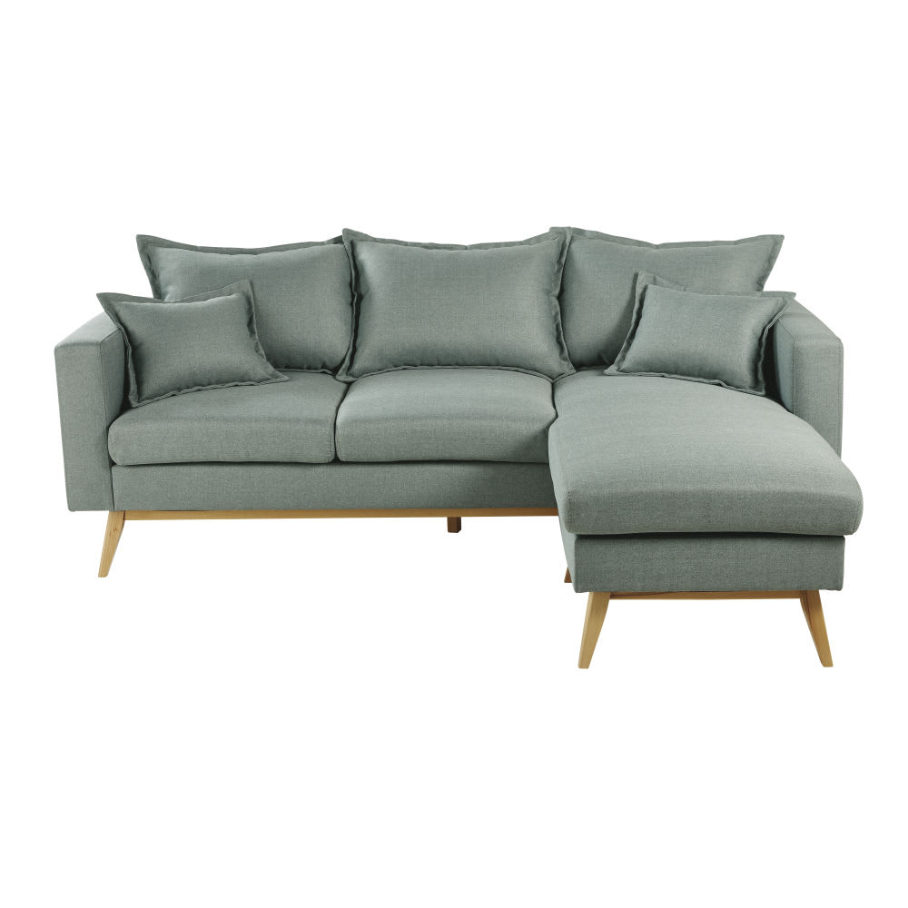 Sofá esquinero modular de estilo escandinavo de 4/5 plazas verde agua