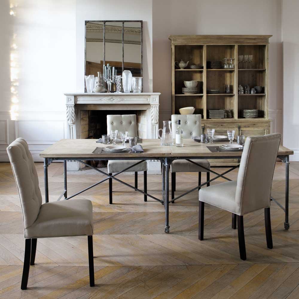 Solid mango wood and metal dining table W 240cm Archibald | Maisons du