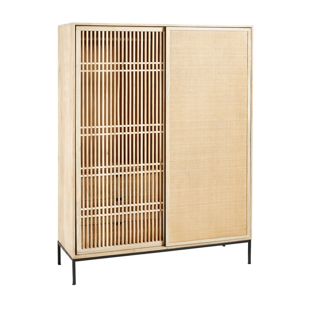 Solid Mango Wood and Rattan 2Door Wardrobe Helios Maisons du Monde