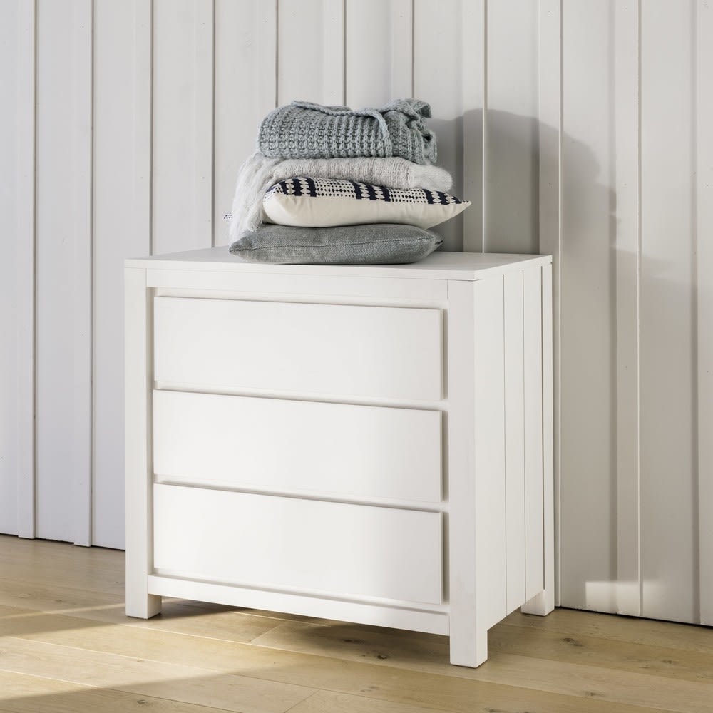 Solid wood chest of drawers in white W 85cm White Maisons du Monde