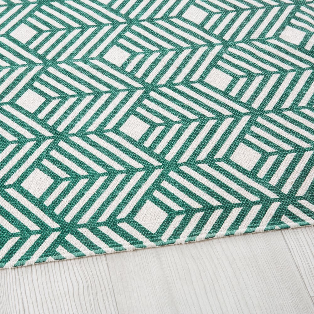  Tapis  en coton vert  motifs  graphiques 140x200 Greeny 