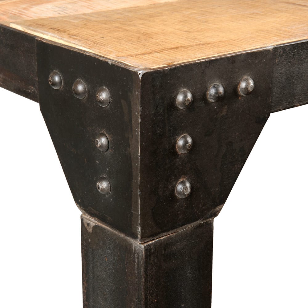 Tavolo Da Pranzo Rettangolare Industriale 180x90cm - Legno Acacia Massello, Gambe Metallo, Vintage - Foto 7