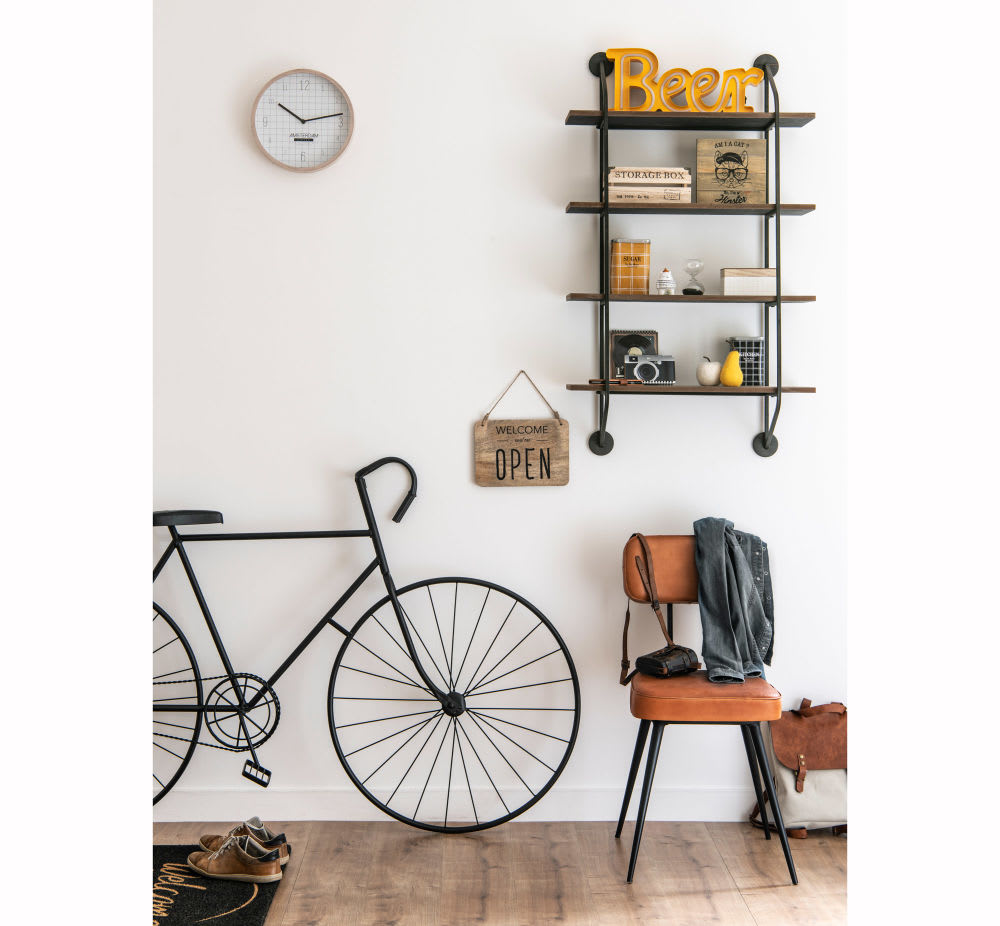 black metal bike wall art L 186 cm Urban Fixie Maisons du Monde