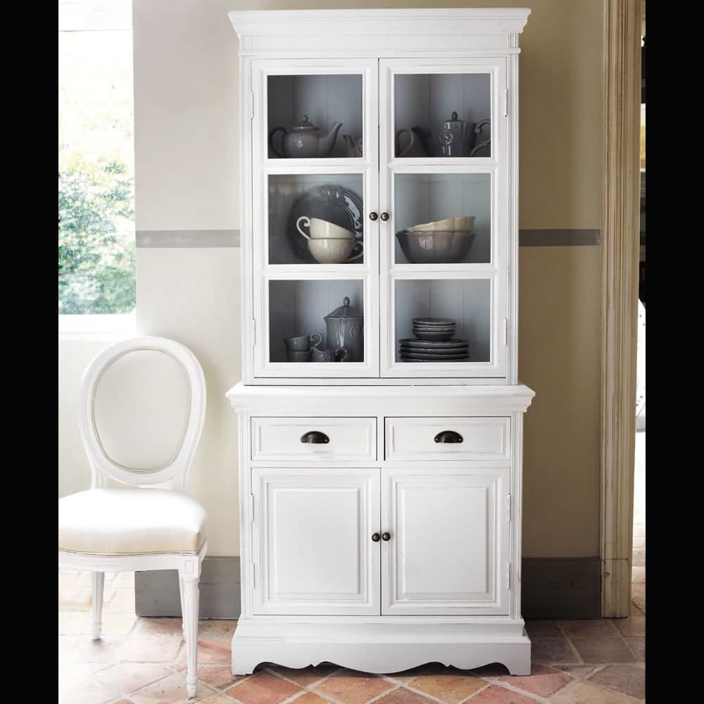 Vaisselier en bois de paulownia blanc L 86 cm Joséphine Maisons du Monde