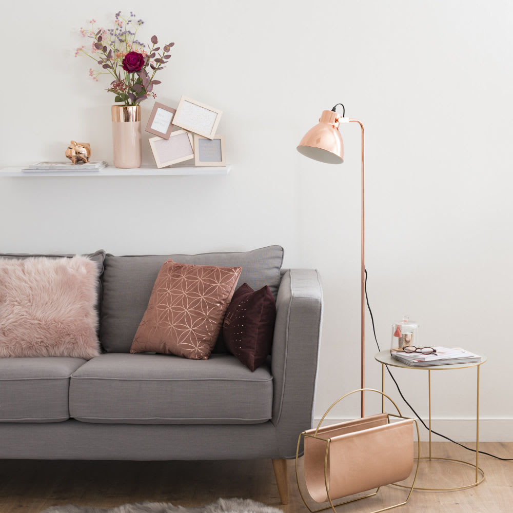 Vase en céramique rose pâle et cuivré H25 Maisons du Monde