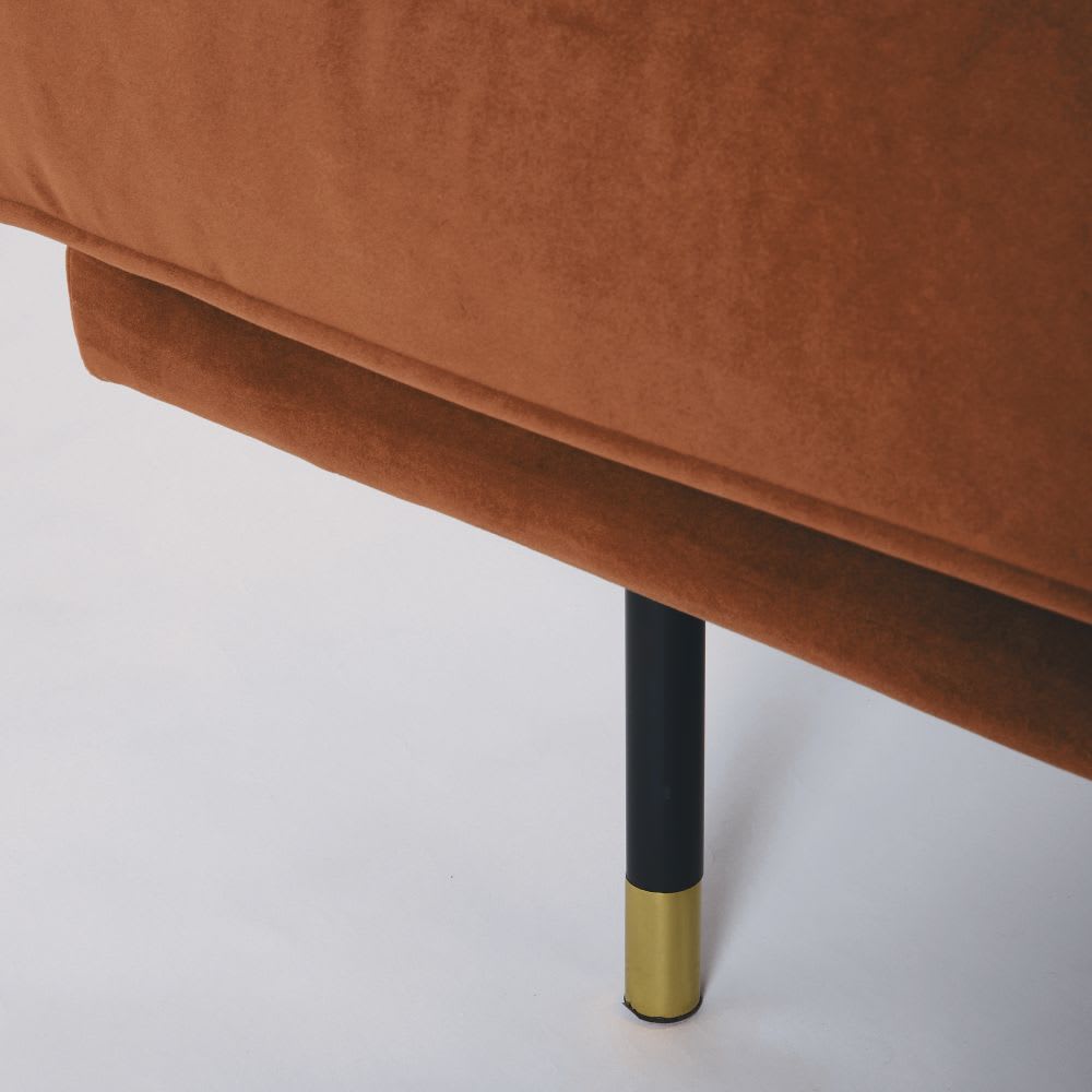 Vintage 3-Seater Burnt Orange Velvet Sofa Costello | Maisons du Monde