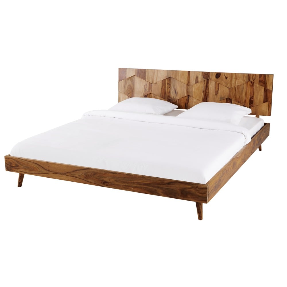 Vintage-Bett aus massivem Sheesham-Holz, 180x200 Quadra ...