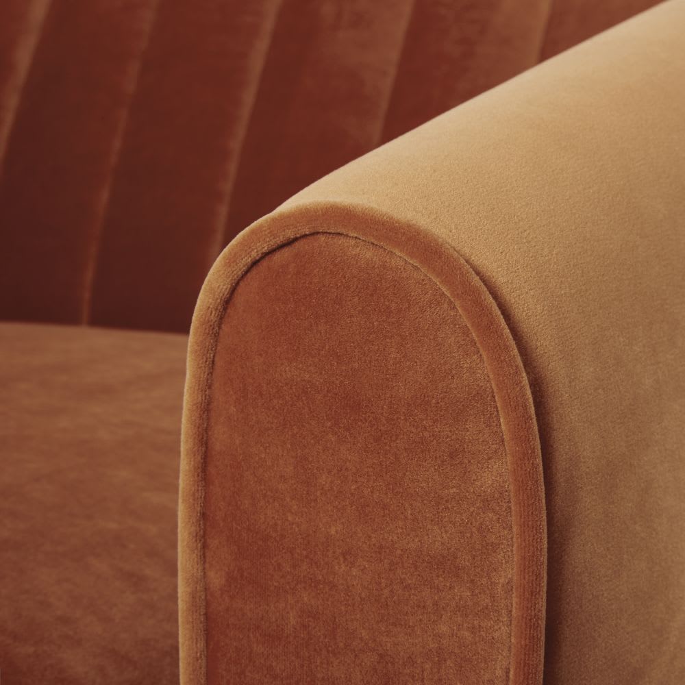 Vintage Burnt Orange Velvet Armchair Costello Maisons du Monde