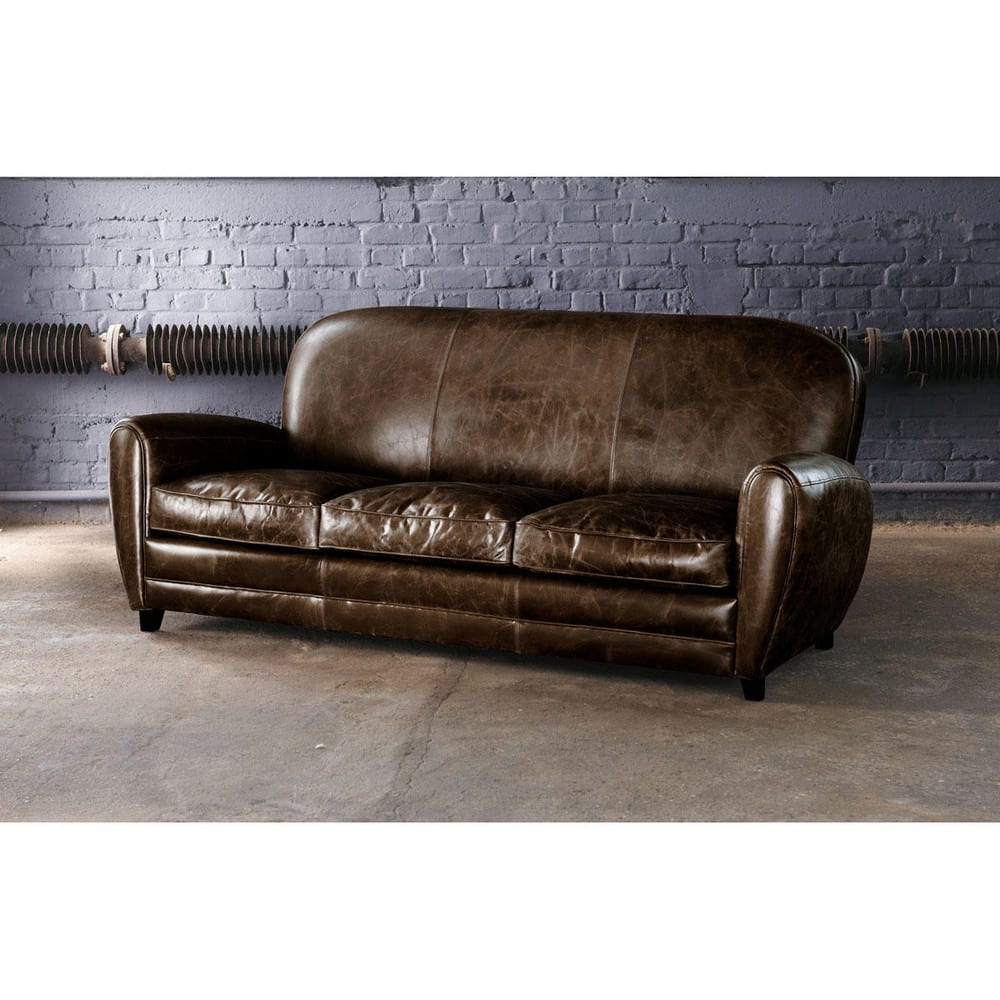 Vintage-Sofa 3-Sitzer aus Leder, braun Oxford | Maisons du Monde