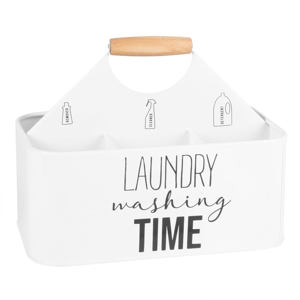 Waschmittelbehälter aus weißem Metall, bedruckt Laundry | Maisons du Monde