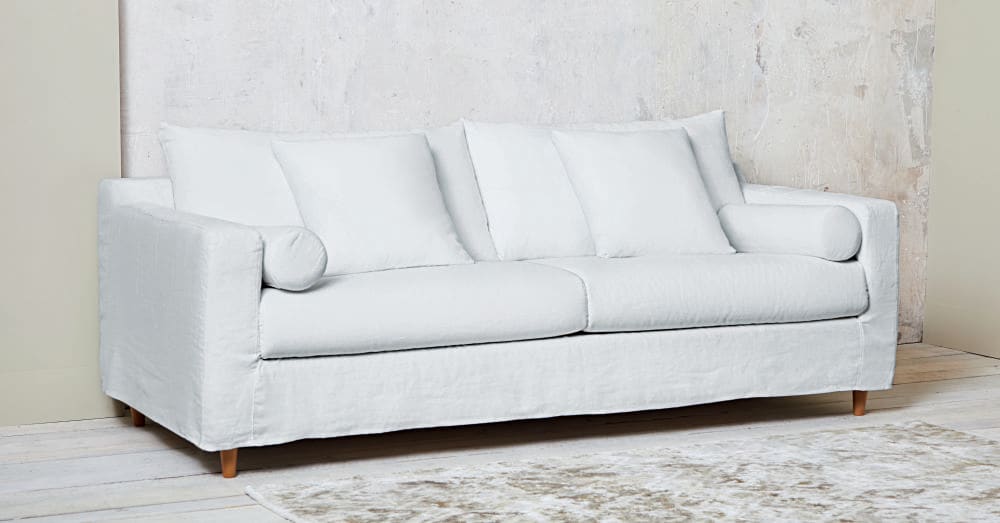 white linen sofa bed