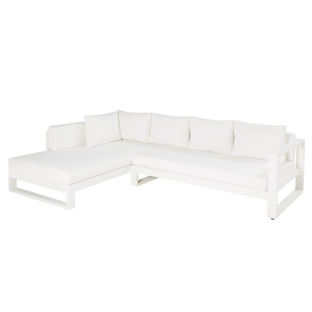 White Aluminium 45 Seater Garden Corner Sofa Thetis Maisons du Monde