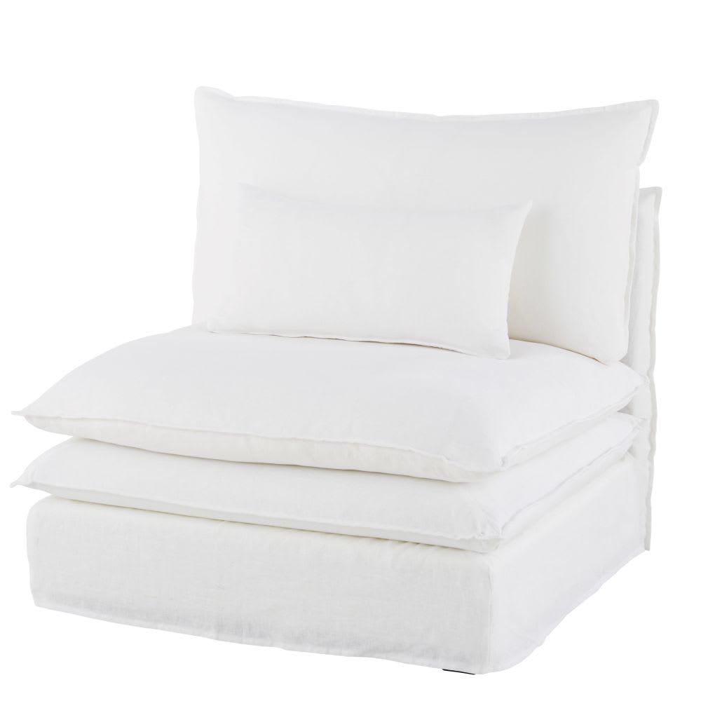 White Linen Modular Sofa Armless Unit 1000 11 6 187827 6 