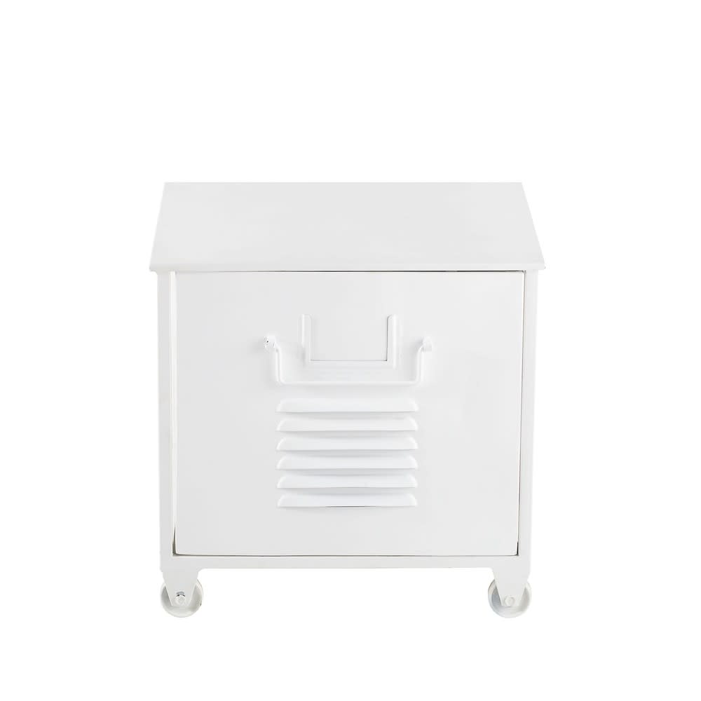 White Metal End Table on Wheels Jimmy Maisons du Monde