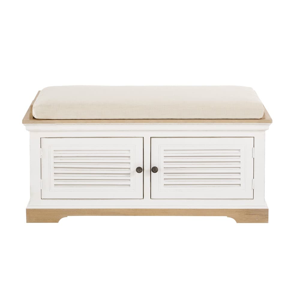 White Solid Mango Wood Storage Bench Cezembre Maisons du Monde