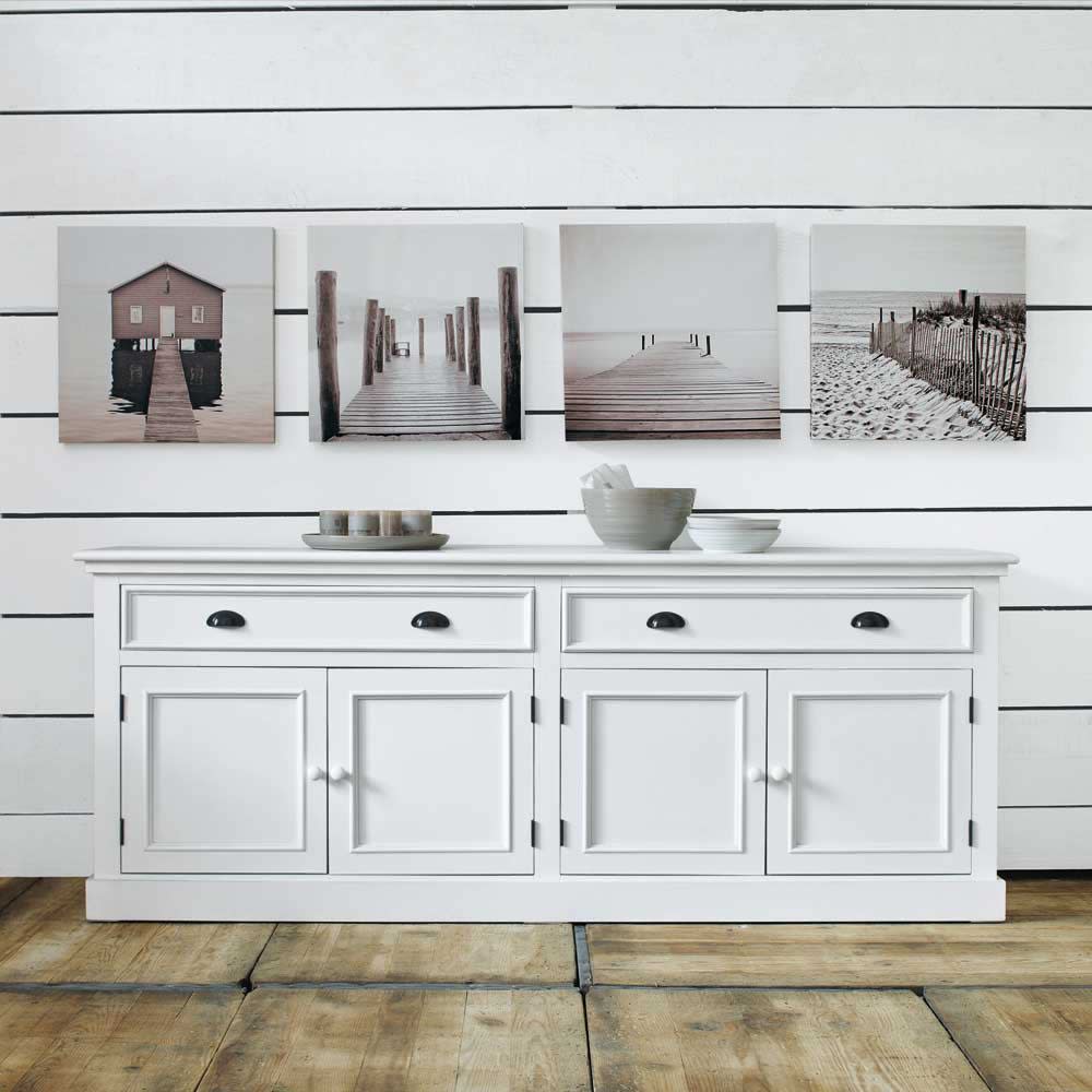 White Wood 4Door 4Drawer Sideboard Newport Maisons du Monde
