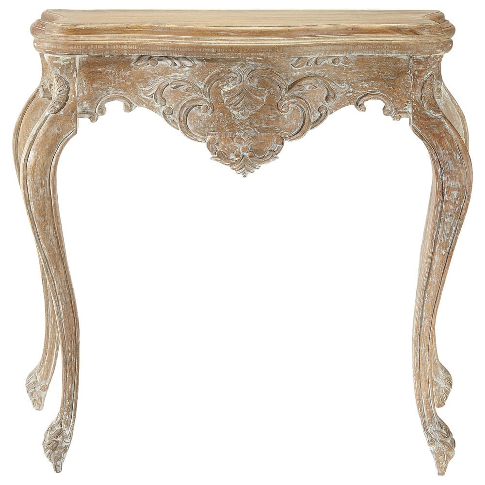 Whitewashed mango wood console table in distressed finish W 86cm