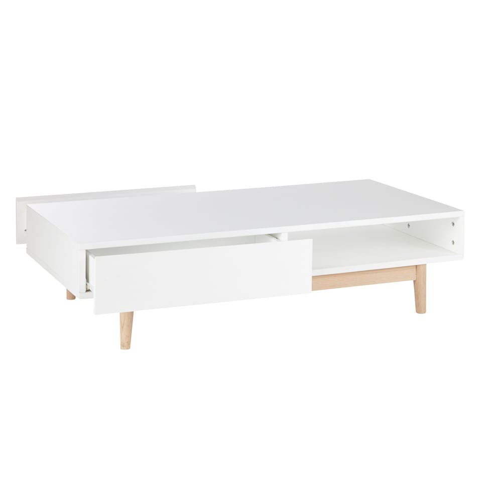 Witte Scandinavische salontafel met 2 lades Artic Maisons du Monde