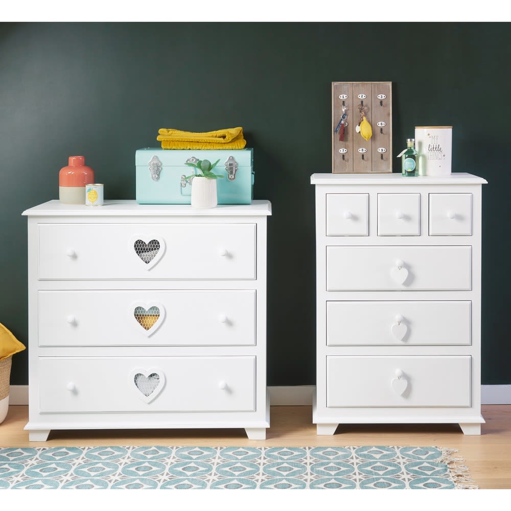 Wooden chest of drawers in white W 90cm Valentine Maisons du Monde