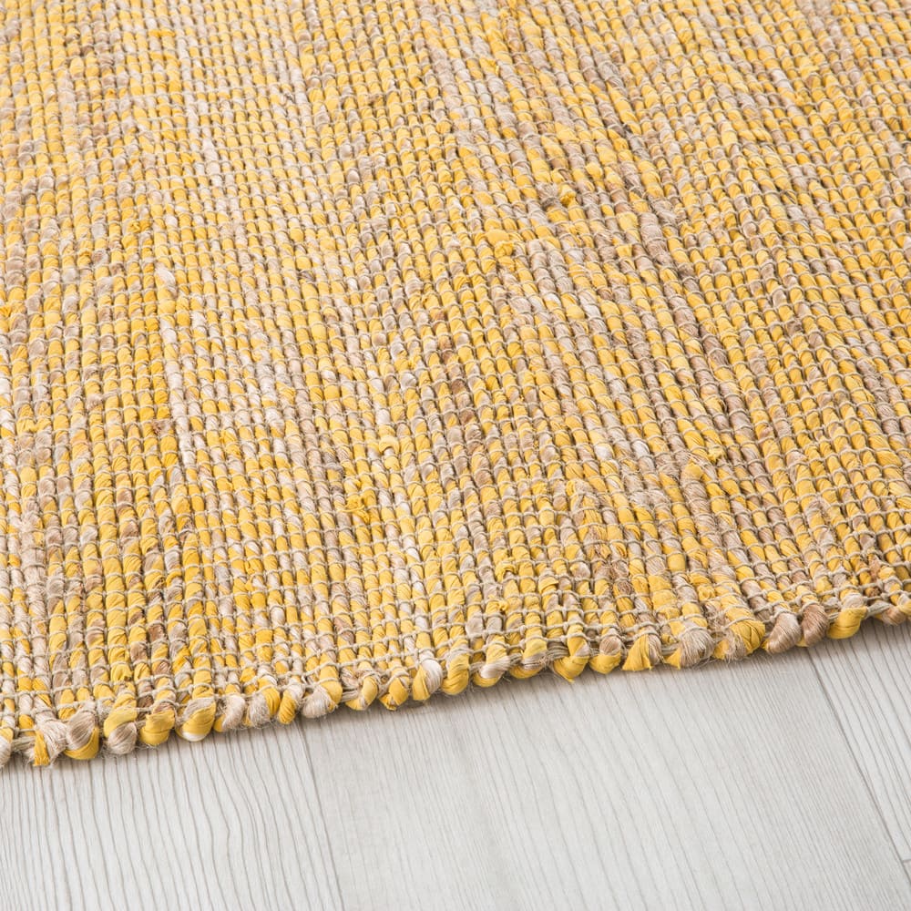 Yellow Woven Jute and Cotton Rug 140x200 Maisons du Monde
