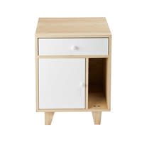 1-door 1 drawer bedside table in white paulownia 1-door 1 drawer bedside table in white paulownia