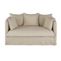 LOUVAIN - 2/3-Sitzer-Sofa aus Premiumleinen, beige