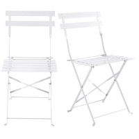 GUINGUETTE - 2 chaises de jardin pliantes en métal époxy blanc H80