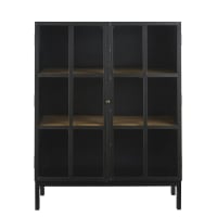 HENRIK - 2-door industrial low display cabinet in black