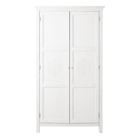 2-door white pine wardrobe with relief motifs