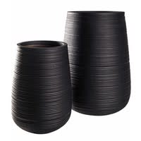 2 gerillte Outdoor-Töpfe schwarz H64 2 gerillte Outdoor-Töpfe schwarz H64