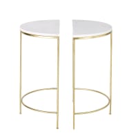 MIDTOWN - 2 Golden Metal and White Marble Bedside Tables