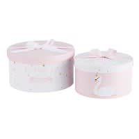 2 runde Kartonboxen mit rosa-weißem Druckmotiv LILLY 2 runde Kartonboxen mit rosa-weißem Druckmotiv LILLY