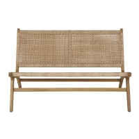 NAIROBI - 2-seater garden bench in rattan-effect woven resin and solid acacia