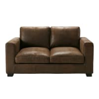 KENNEDY - 2-Seater Imitation Suede Sofa in Brown