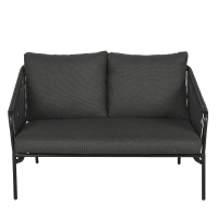 ARUN - 2-Sitzer-Gartensofa aus Kunstharz und Metall, schwarz