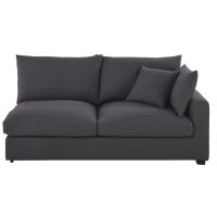 2-Sitzer-Sofa-Armlehne mit Ecke rechts mit Baumwollbezug, schiefergrau 2-Sitzer-Sofa-Armlehne mit Ecke rechts mit Baumwollbezug, schiefergrau