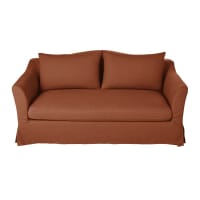 ANAELLE - 2-Sitzer-Sofa mit terrakottafarbenem Leinenbezug