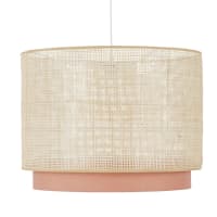 LANZAROTE - 2-tier pendant light in woven rattan and red brick cotton