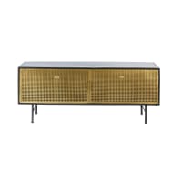 JAGGER - 2-türiges TV-Möbel aus schwarzem und goldfarbenem Metall