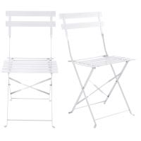 2 White Epoxy-Treated Metal Folding Garden Chairs H80 2 White Epoxy-Treated Metal Folding Garden Chairs H80