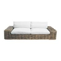 3-/4-Sitzer Sofa aus Rattan und Stoff, elfenbein Saint-Tropez 3-/4-Sitzer Sofa aus Rattan und Stoff, elfenbein Saint-Tropez