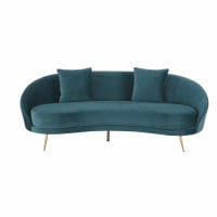GLOVER - 3/4-Sitzer-Sofa im Vintage-Stil mit Samtbezug, blau