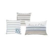 3 Baumwollkissen DE LA MER, 30 x 30 cm bis 50 x 50 cm, ecru/blau 3 Baumwollkissen DE LA MER, 30 x 30 cm bis 50 x 50 cm, ecru/blau