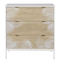 CARACAS - 3 drawer two-tone dresser with white plant pattern