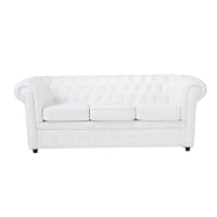 CHESTERFIELD - 3-Seater Button Sofa in White
