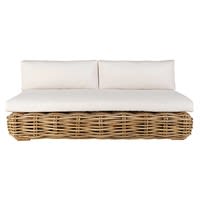 3-seater garden bench in rattan with ecru cushions 3-seater garden bench in rattan with ecru cushions