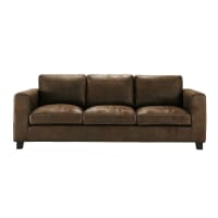 KENNEDY - 3 Seater Imitation Suede Sofa in Brown