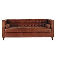 3 seater vintage leather button sofa in brown 3 seater vintage leather button sofa in brown