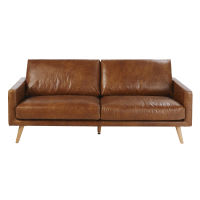 3-Sitzer Ledersofa, cognacbraun 3-Sitzer Ledersofa, cognacbraun