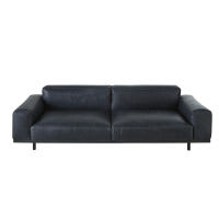 3-Sitzer-Sofa im Vintage-Stil mit schwarzem Lederbezug 3-Sitzer-Sofa im Vintage-Stil mit schwarzem Lederbezug
